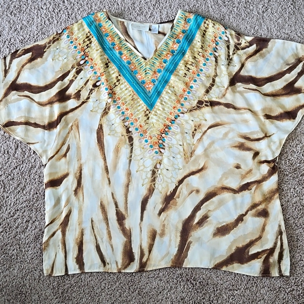 Chicos Jewel Tiger Stripe Blouse Chicos Size 2